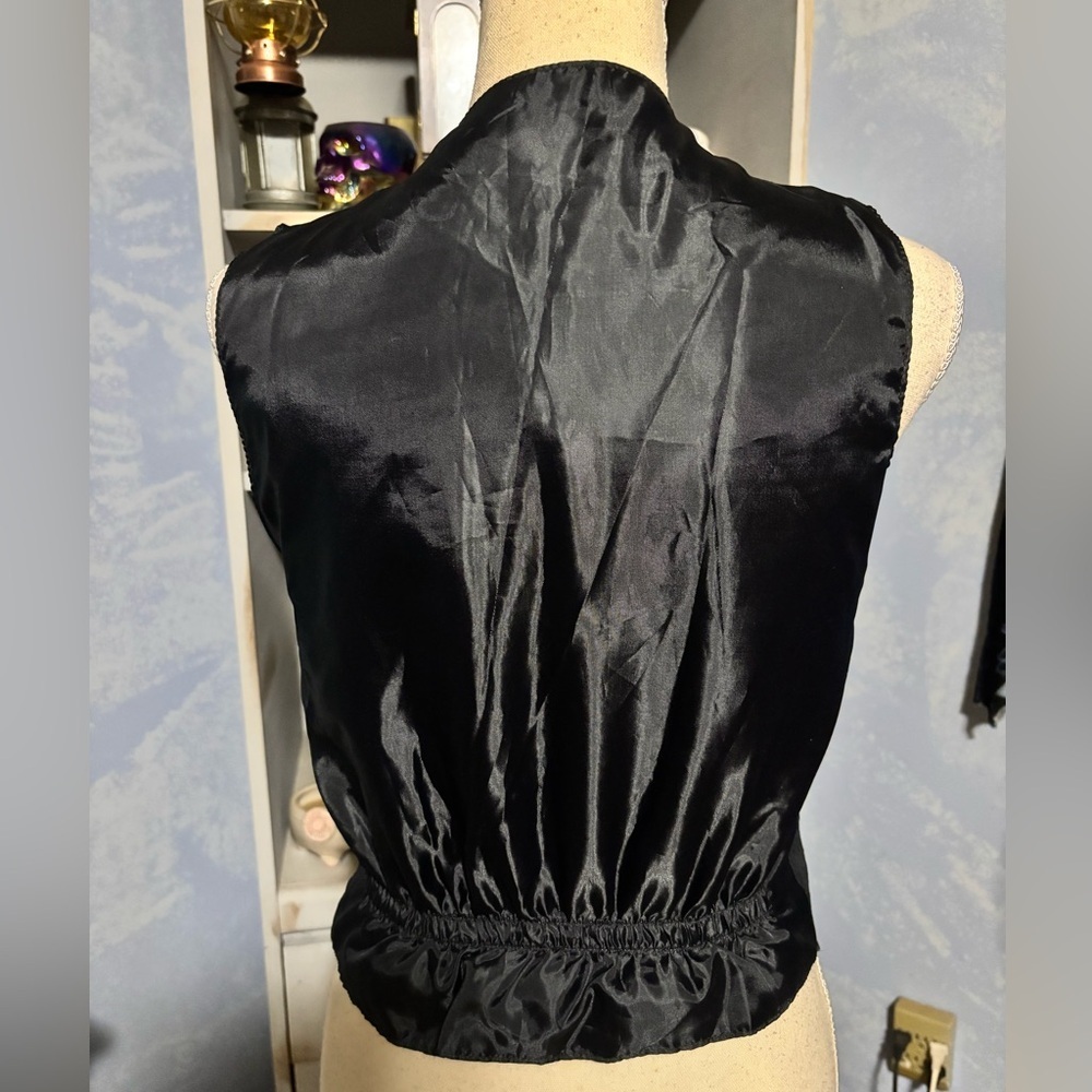 Vintage Runaway Bay Leather Vest Black Button Front Fitted Size S - Picture 8 of 13